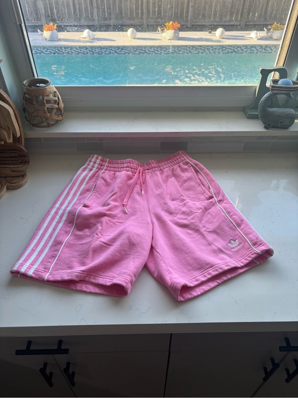 adidas Pink Casual Trefoil Stripe Shorts